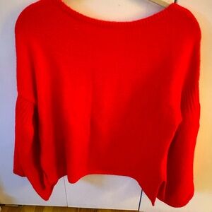 LOFT 
Boatneck Sweater with Bell Sleeves and Side Split Hem